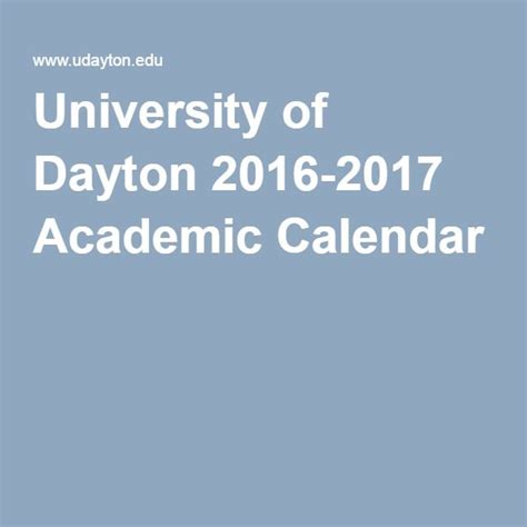 University Of Dayton Calendar